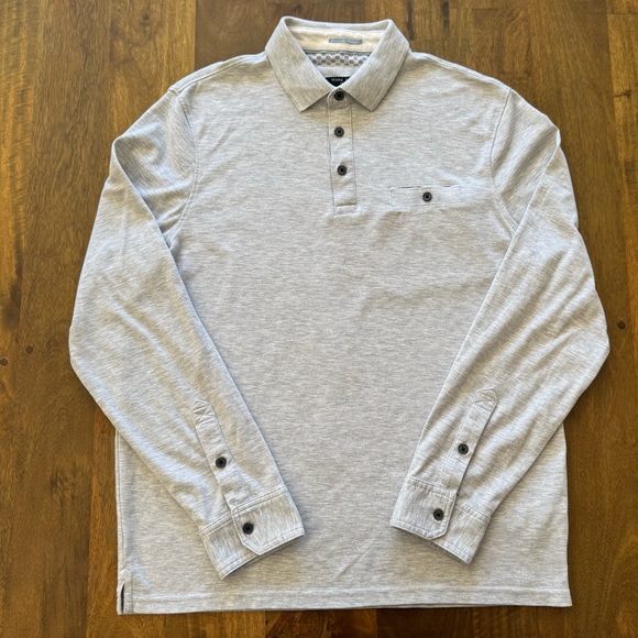 Mark Law Other - Mark Law Luxury grey cotton blend long sleeve polo shirt men’s L